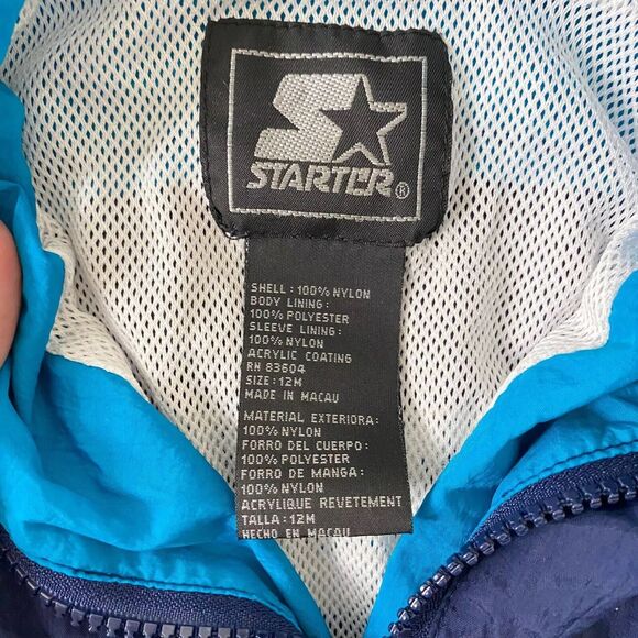 Boys Size 12 Months Windbreaker Jacket Starter Blue Vintage Full Zip - Picture 9 of 10